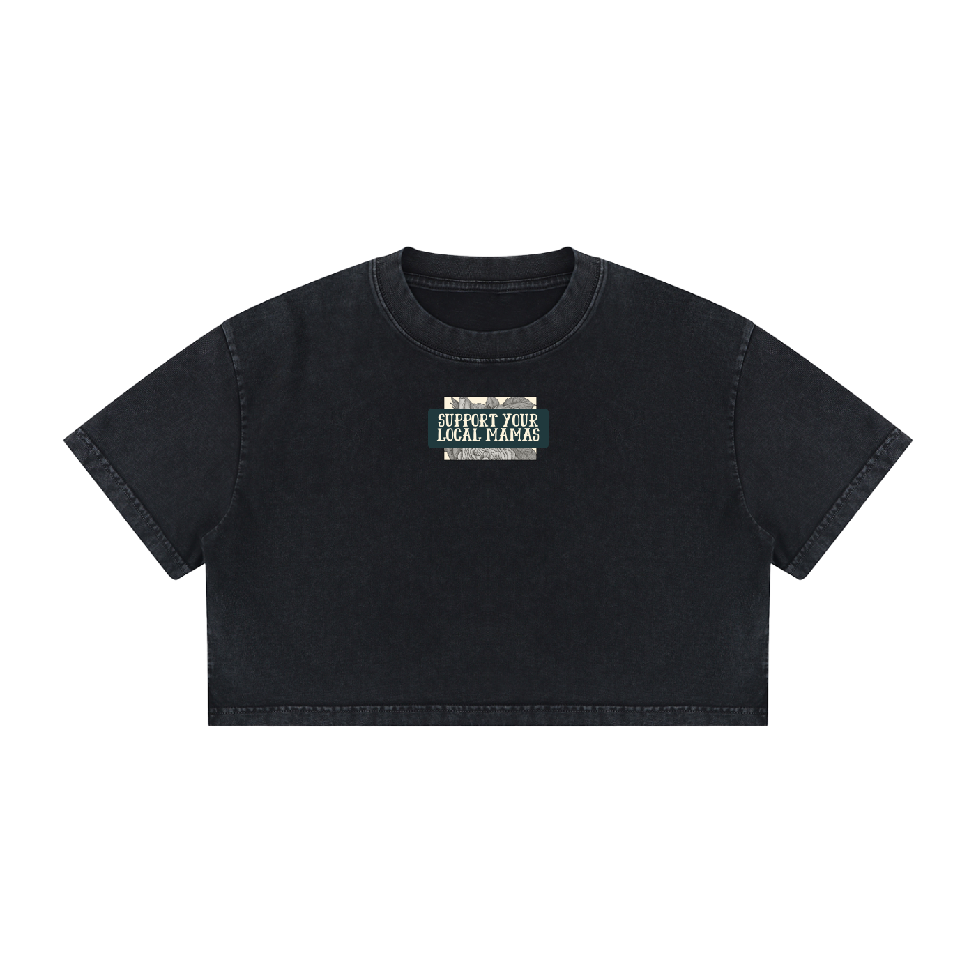Floral Mama • Women's Mineral Wash Cotton Crop T-Shirt