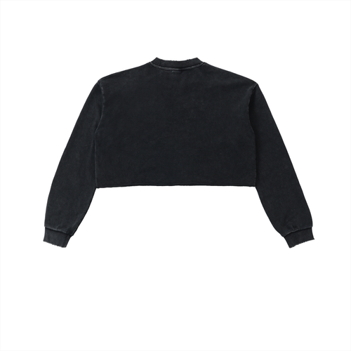 Boxed Flowers • Snow Washed Raw Edge Cropped Sweatshirt