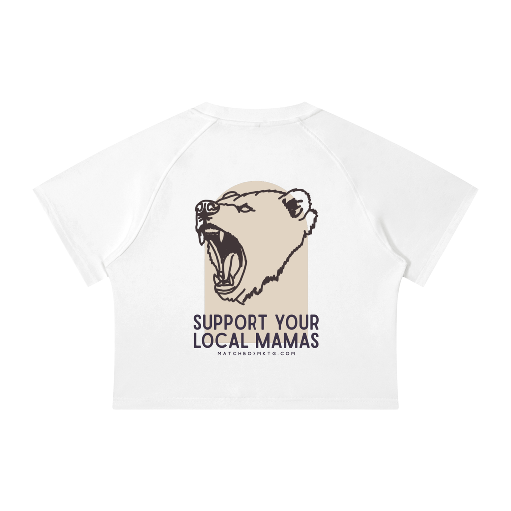 Mama Bear • Women's Mineral Wash Raglan Crop T-Shirt