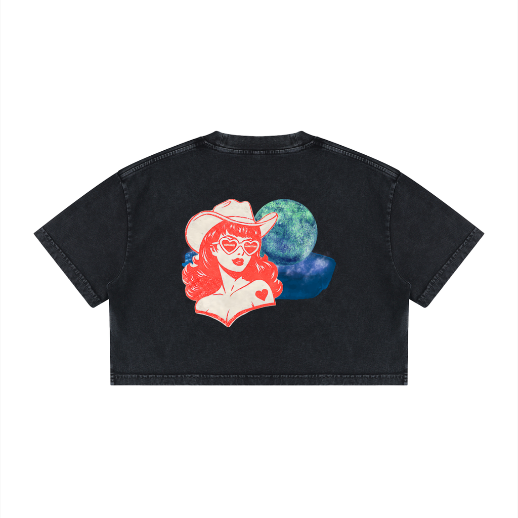 Space Cowgirl • Women's Mineral Wash Cotton Crop Top