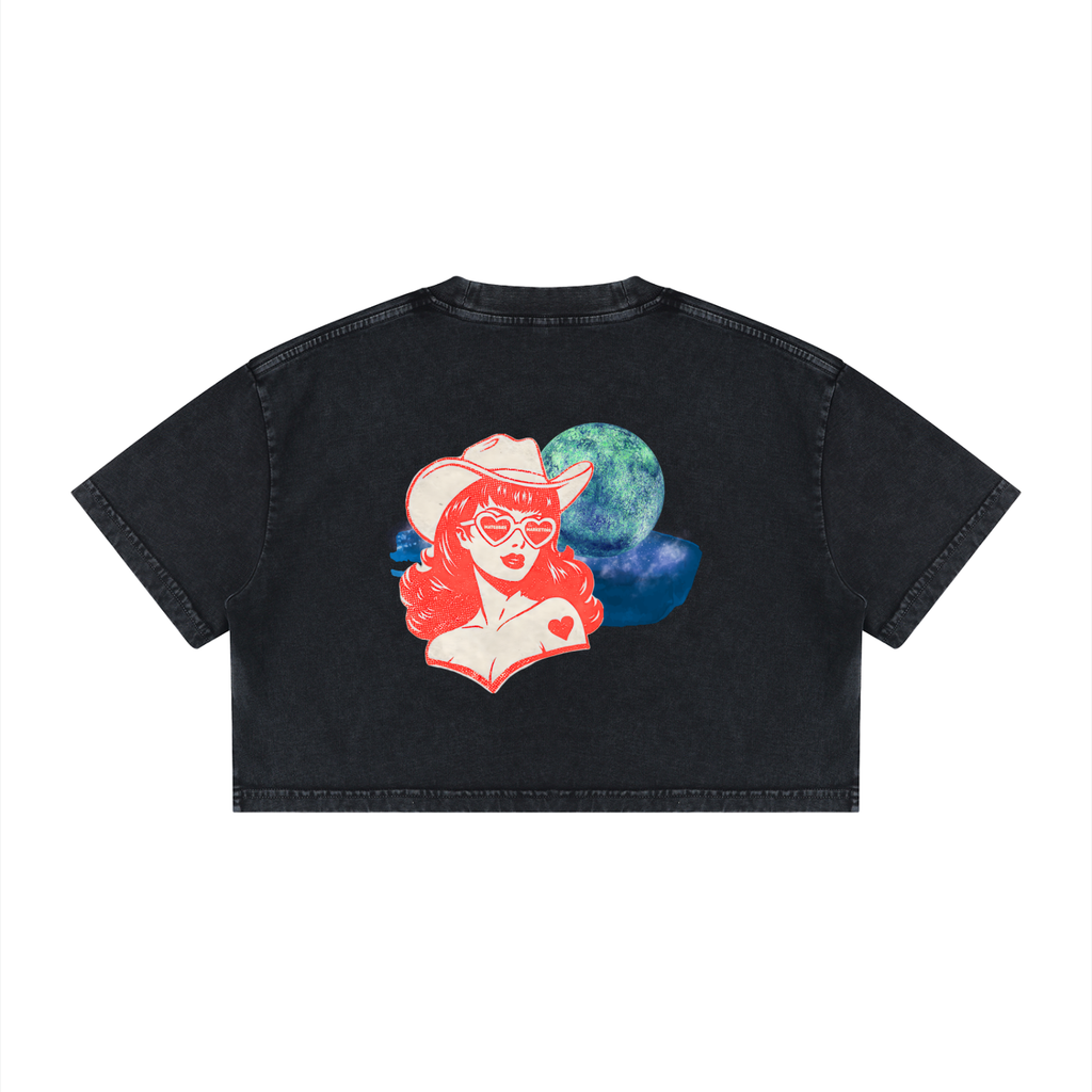 Space Cowgirl • Women's Mineral Wash Cotton Crop Top