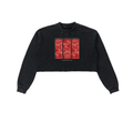 Boxed Flowers • Snow Washed Raw Edge Cropped Sweatshirt